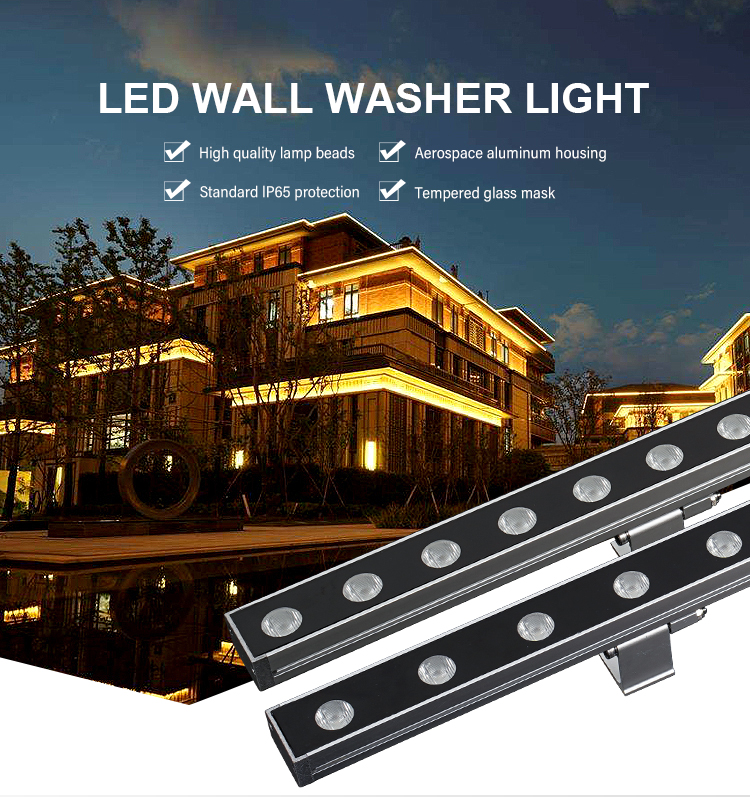 Decoração de edifícios Iluminação arquitetônica Led impermeável para exteriores 18w 24w Led wall washer