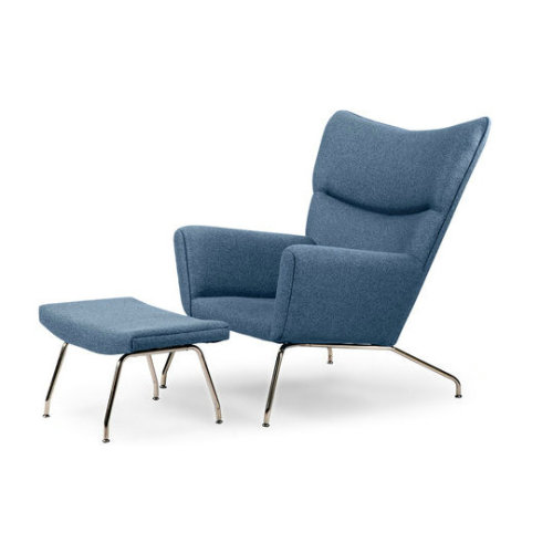 Réplica de cuero Hans Wegner Chaise Lounge Silla de ala