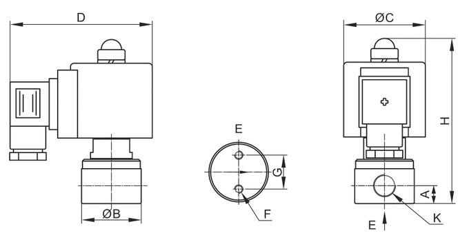 1/4 `` 2 طريقة لا يوجد ختم PTFE من الفولاذ المقاوم للصدأ صمام الملف اللولبي 24 فولت 220 فولت 0