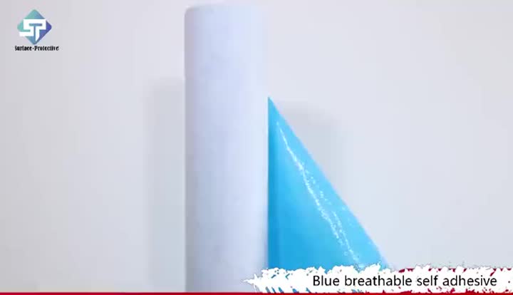 表面保護-青い通気性のある自己接着性床保護マット.mp4