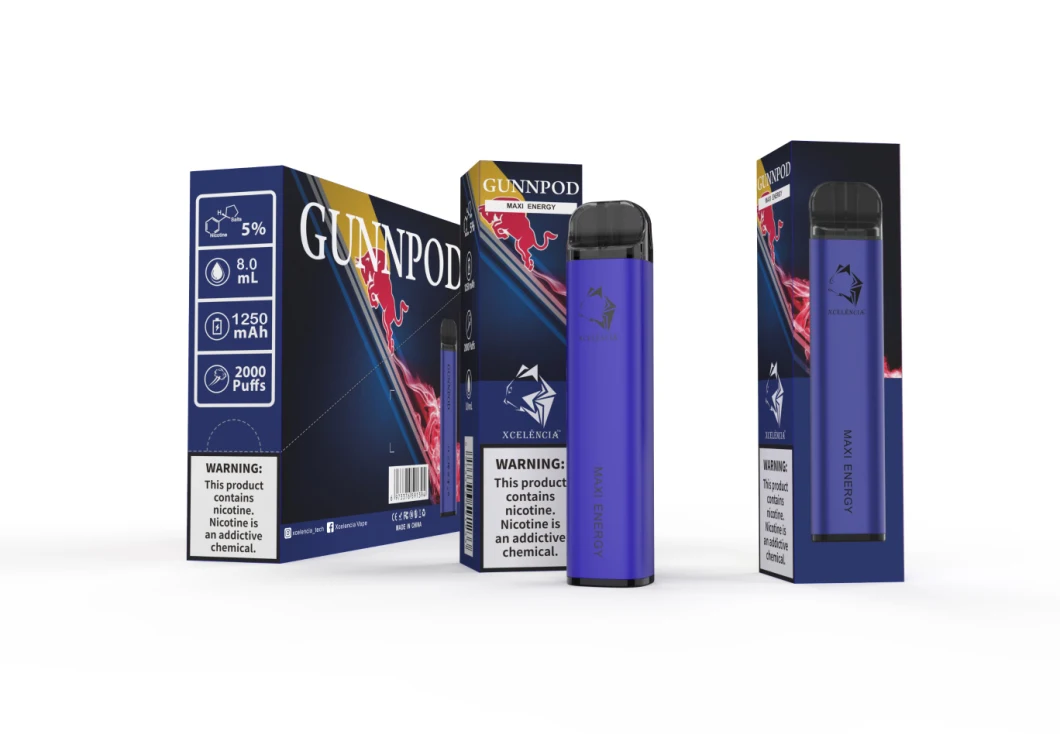 Vape Pen Fruit Flavor E-Cigarette Vaporizador 2000puff Одноразовый испаритель Gunpod