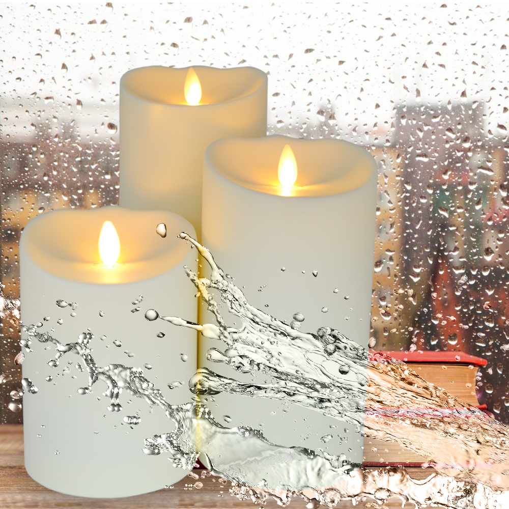 Outdoor plastic waterproof flameless pillar candle