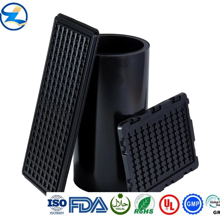 Antistatic Coating or Icp Coating Conductive Glossy Black Color PS Polystyrene Sheet Conductive Polycarbonate Black Film for Thermoforming Trays