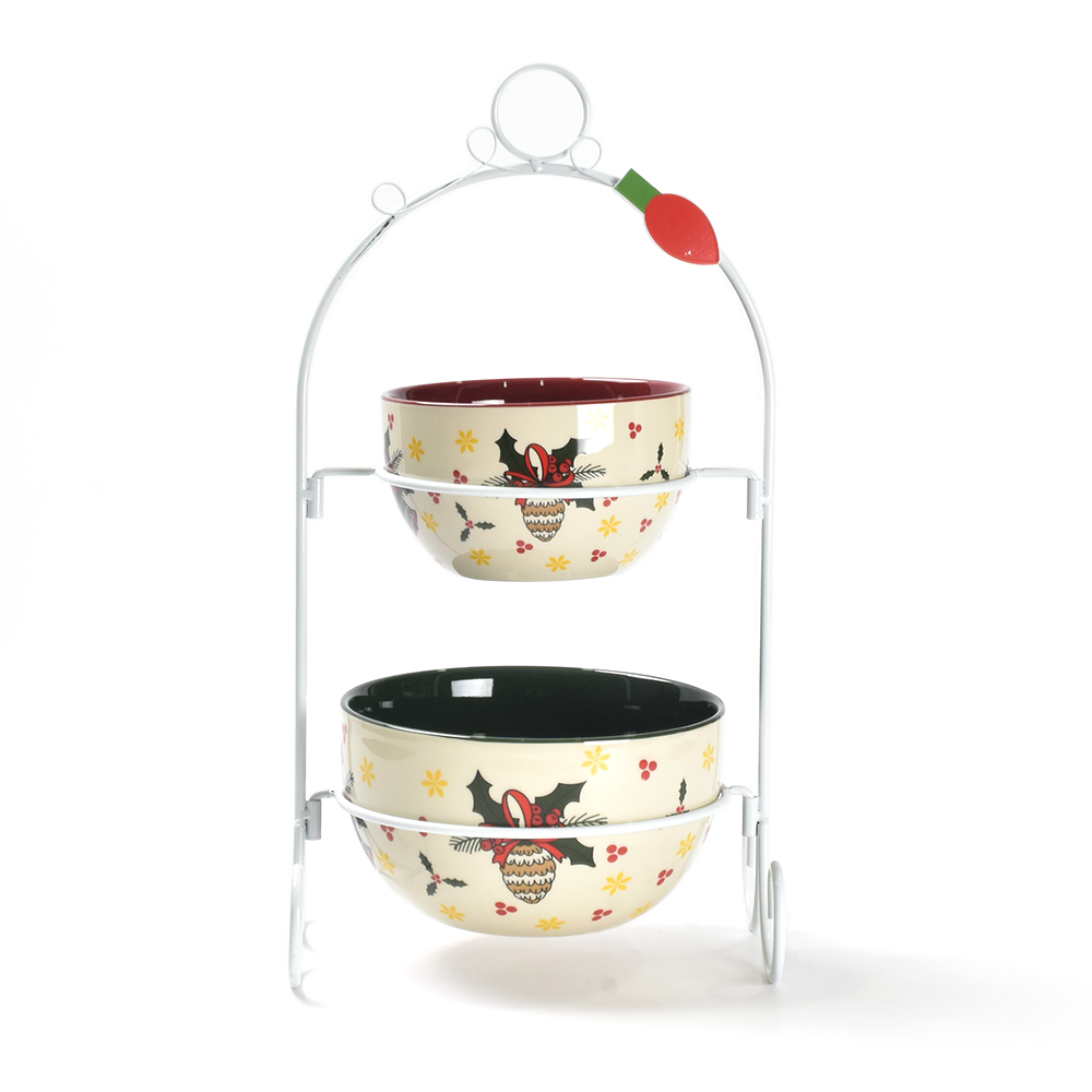 Custom Handpainted Weihnachtsfeier Keramik Becher Suppe Schüssel Steinzeug Teller Sets Abendessen Geschirr