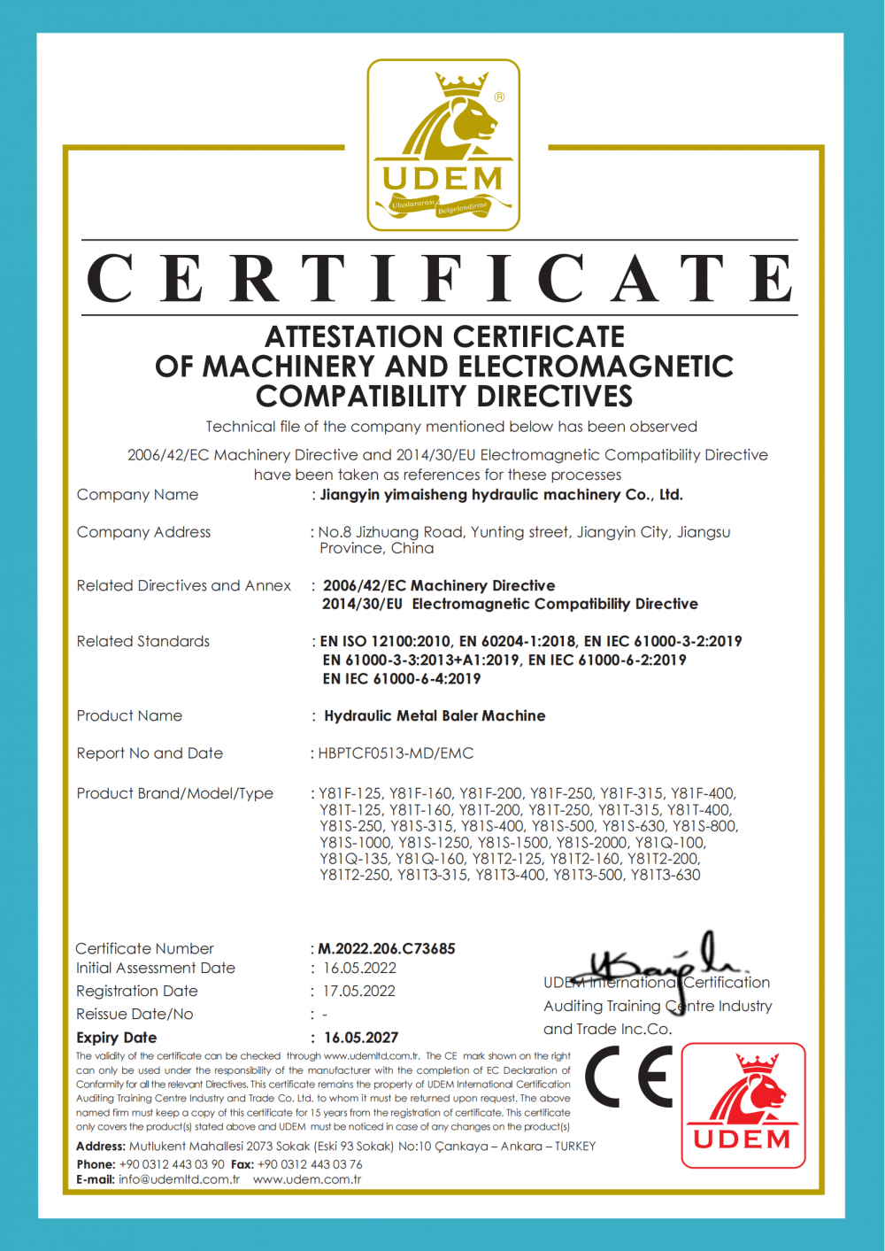 CE CERTIFICATE