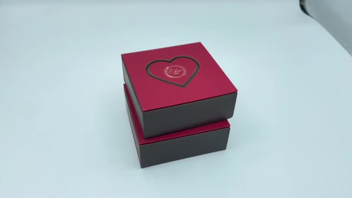 Caja magnética roja cuadrada personalizada para chocolate