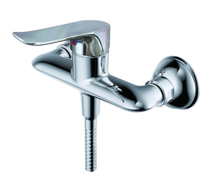 Mandi Dinding-Mount dengan Faucet Faucet Mixer kuningan