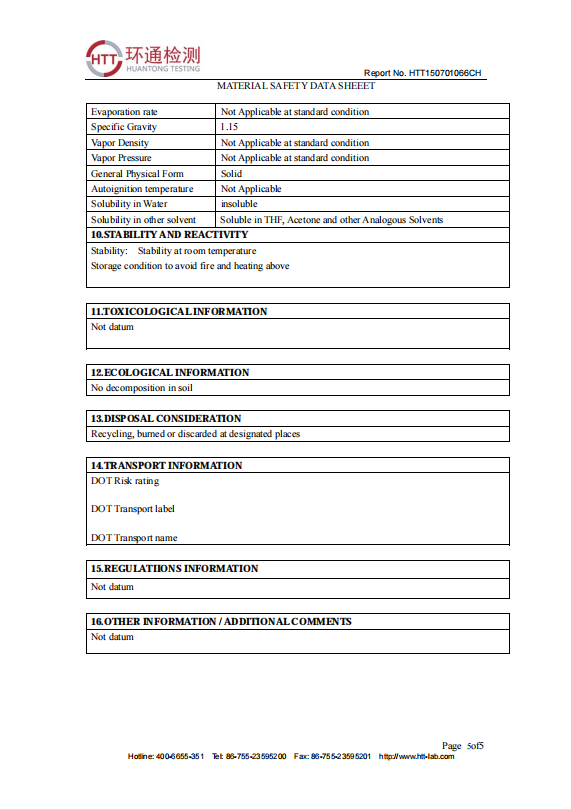 Material safety data sheet