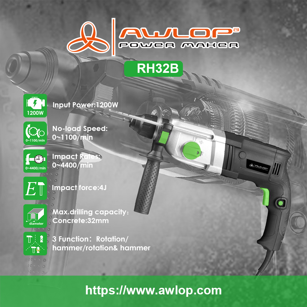 RH32B 1200W Rotary Hammer Drill 32mm 1200W Alumim