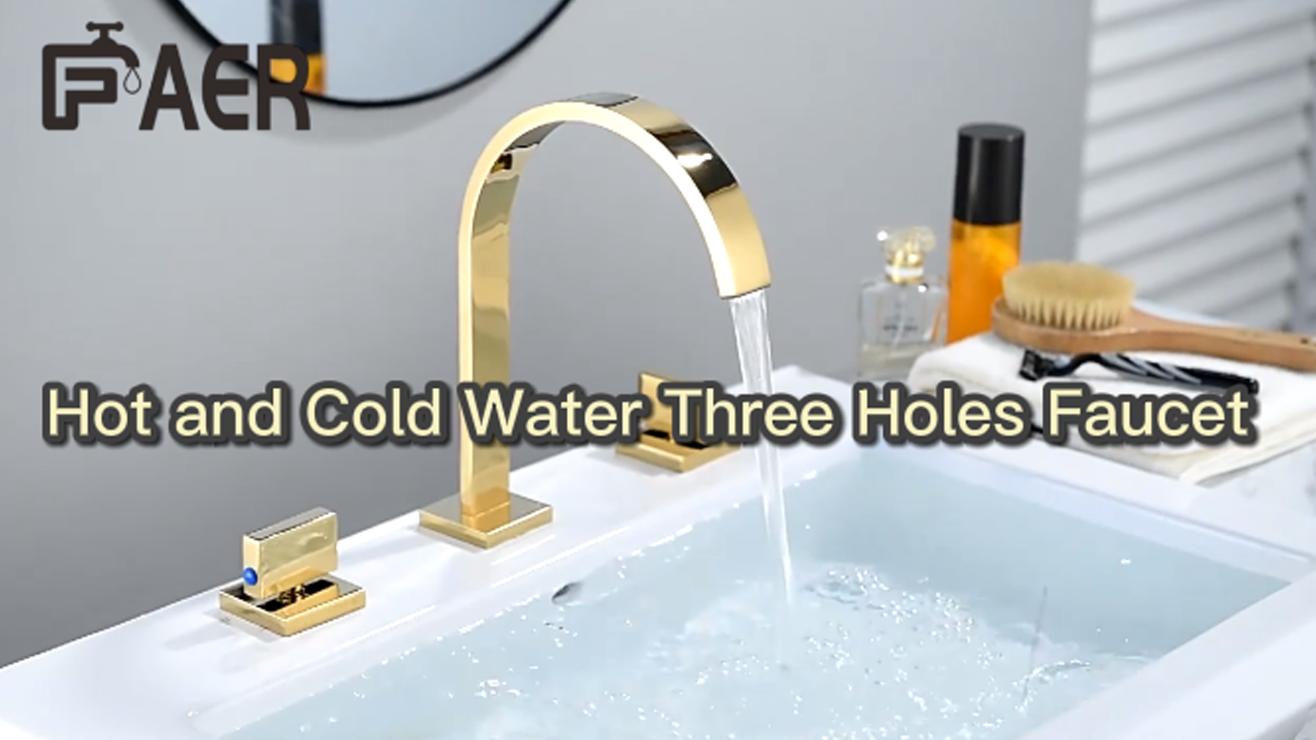 Hot and Cold Water Three Holes Faucet 