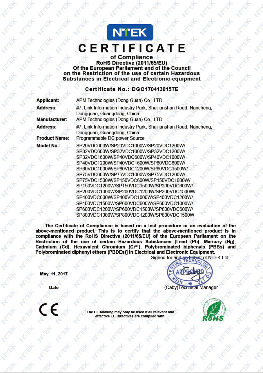 SP1kW,SP1.2kW,SP1.5kW,SP1.6kW 1U DC units RoHS Certification