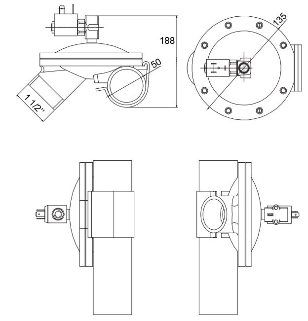 1 1/2 '' DN32 Pnömatik Diyaframlı Solenoid Valf Hayvan Yemi Tesisi için 0