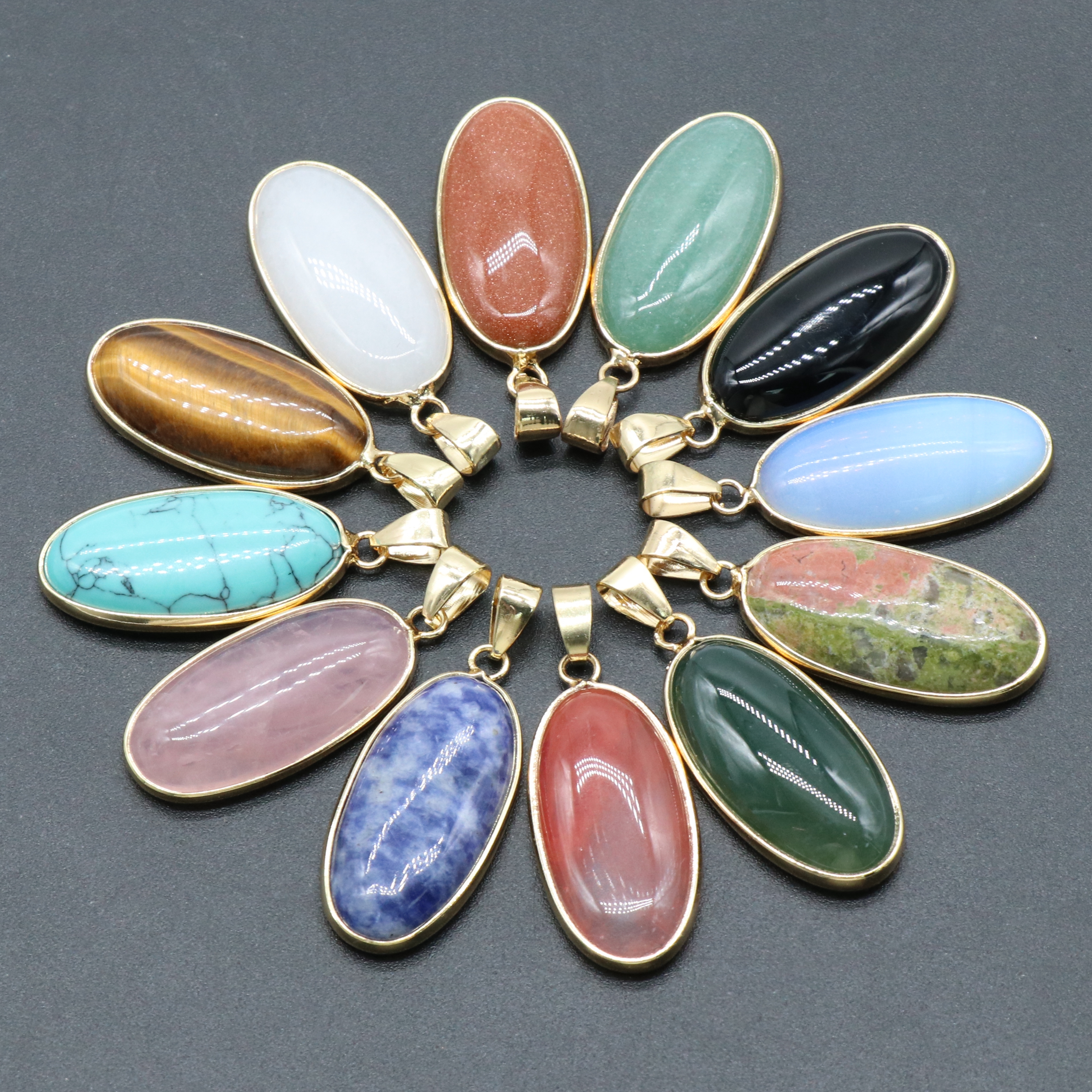 Oval Gemstone Pendant SP1381G (1)