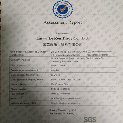 LE REN SPECIAL STEEL - SGS CERTIFICATE