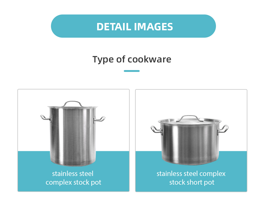 Durable Stainless Steel Short Stockpot