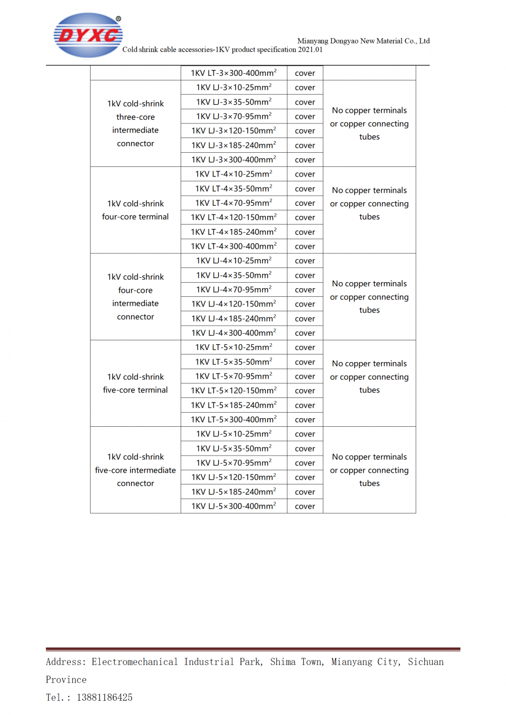 Hladni pribor za smanjenje Cold Shrink Accessories