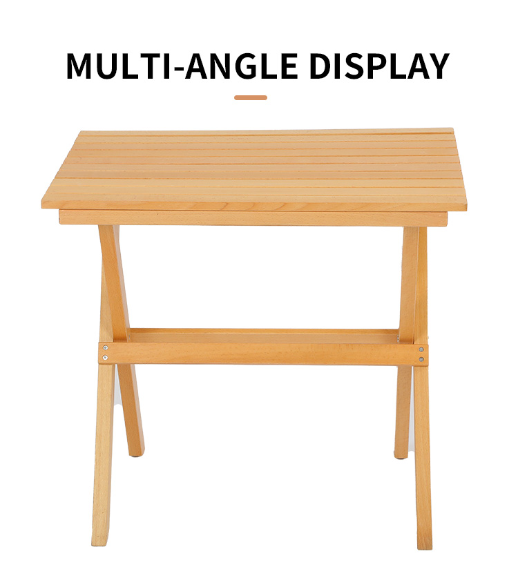 Luyuan Natural Color Wooden Folding Table Small And Light Portable Wood Table For Camping/Garden/Travel/Fishing