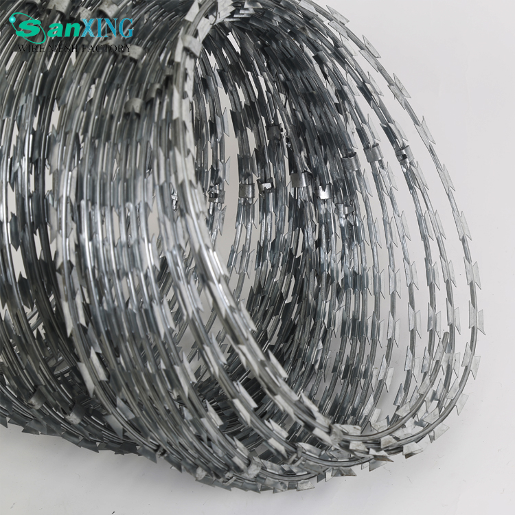 2022//sanxing// Low price concertina hot dipped galvanized razor barbed wire