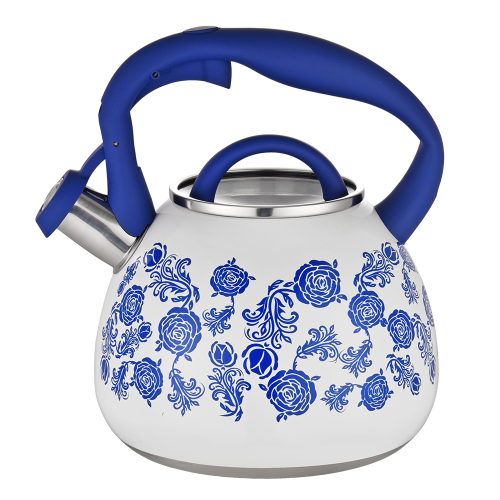 mavi ve klasik çiçek ocak çayı su ısıtıcısı