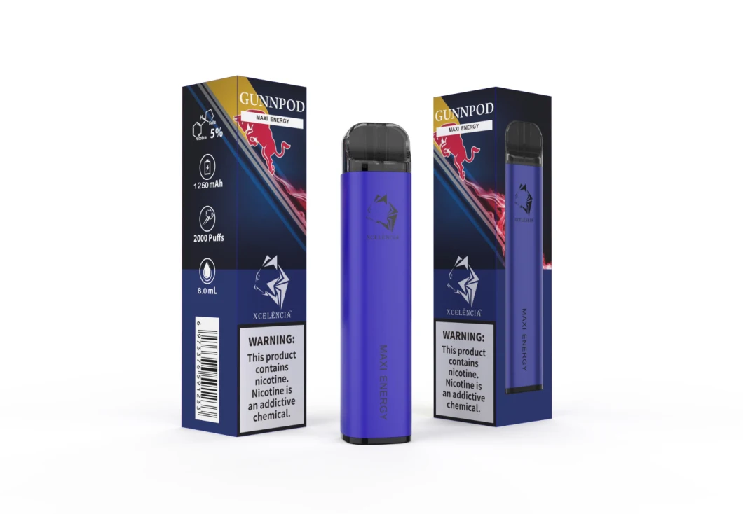 Gunnpod 과일 풍미 Vaporizador 담배 전자 담배 2000 퍼프 일회용 Vape Vaporizer