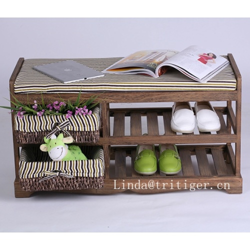 Wicker Basket Draws Storage Bench