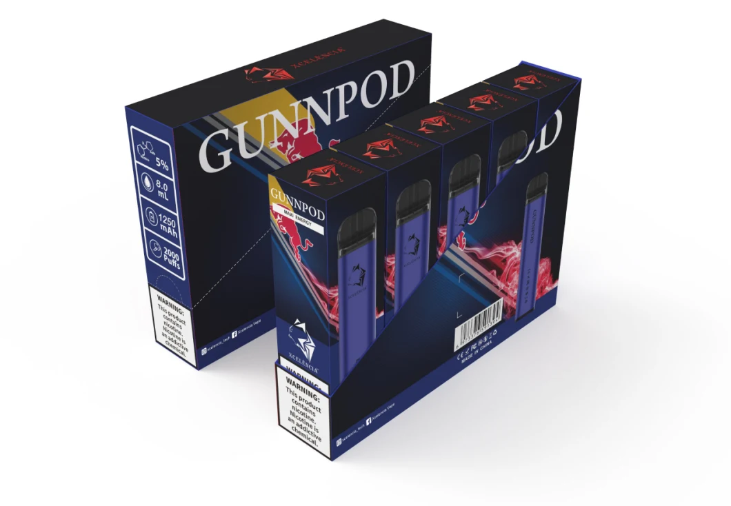 Vape Pen Fruit Flavor E-Cigarette Vaporizador 2000puff Одноразовый испаритель Gunpod