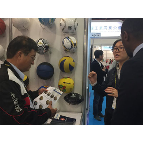 Our soccer ball in Taiwan International Sporting Goods Show
