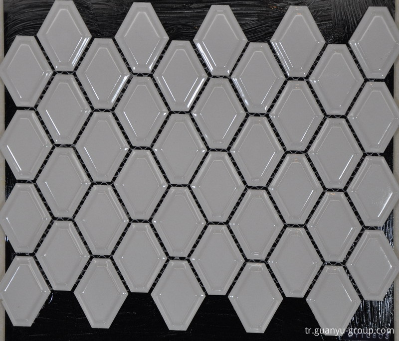 White Convex Hexagon Porcelain Mosaic