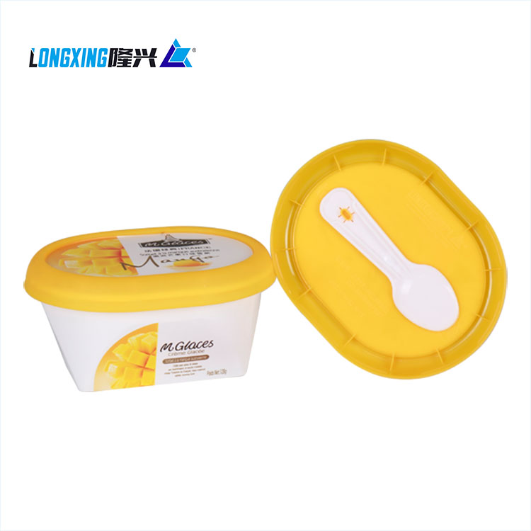 oval injection in mold label plastic PP cup with plastic lid for ice cream