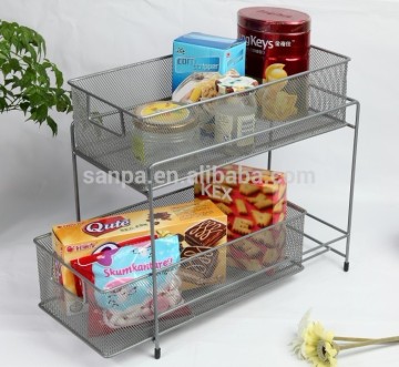 Fashion Metal Wire Mesh 2 Tier Kitchen Storage Rack/Storage Stand/Sundry Organizer