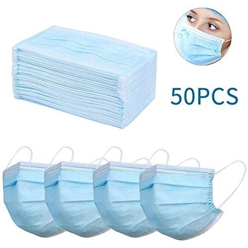 50PCS Disposable Mouth Cover,3-Ply Face Mouth Cover
