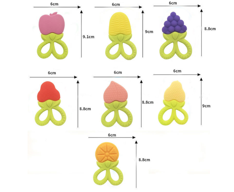 Baby teether soft fruit scissors shaped silicone baby teether