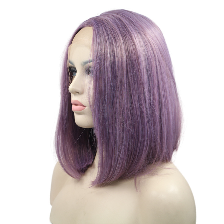 Popular Purple Color Quality Synthetic Fibre Hair  Lace Front Wigs