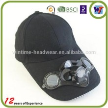 Cheap price promotional summer cotton solar fan caps baseball solar powered hats