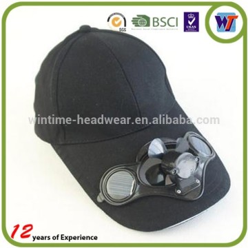 Cheap price promotional summer cotton solar fan caps baseball solar powered hats