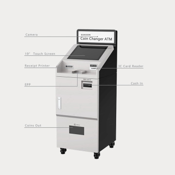 ATM independent per intercanvi de monedes amb lector de targetes i dispensador de monedes