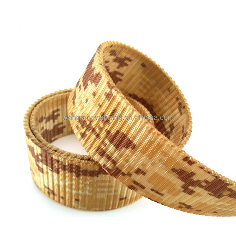 3.8cm polyester camouflage webbing printing heat transfer military webbing nylon webbing belts accessories can be customized