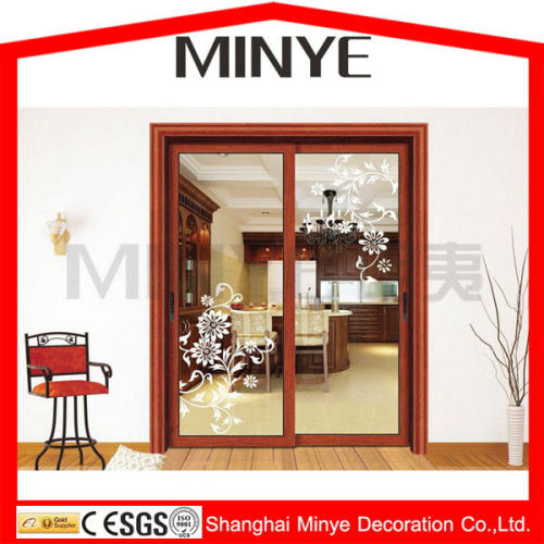 Decorative aluminum cladding wooden frame sliding open partition door