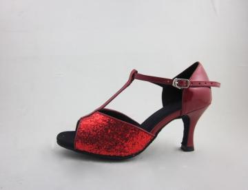 Red Leather ladies salsa shoes