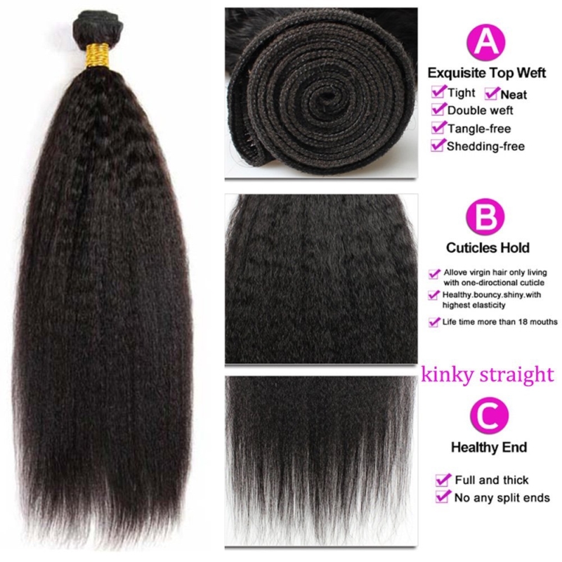 Natural virgin wholesale brazilian 10a grade human hair weave bundles with kinky straight closure