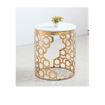 Stainless Steel Hollow Golden Carved Side Table