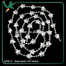 Star Shape Metallic Silver Plastic Beads String