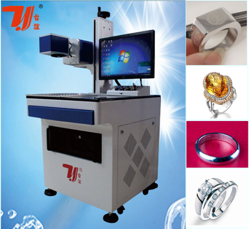 10w/20w/30w/50w high power gold ring laser marking machine price for print/engraving/cutting effect with rotary axis from Taiyi