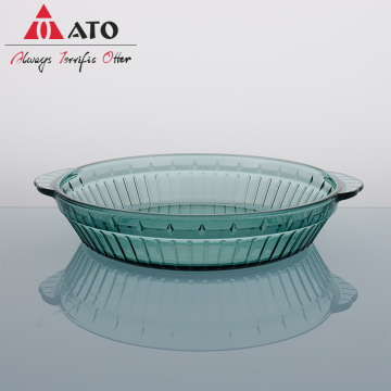Round Bakeware Glass Dish Glass Plate with Handle