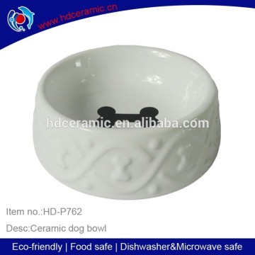 ceramic dog bowl with bone decal inside ,large ceramic bowls white ceramic dog bowl with embossed design