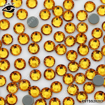 Panstone hotfix rhinestone topaz color iron on crstal beads flatback rhinestone for clothing