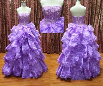 Fashion Ball Gown Ruffles And Embroidery Sleeveless Masquerade Prom Dresses