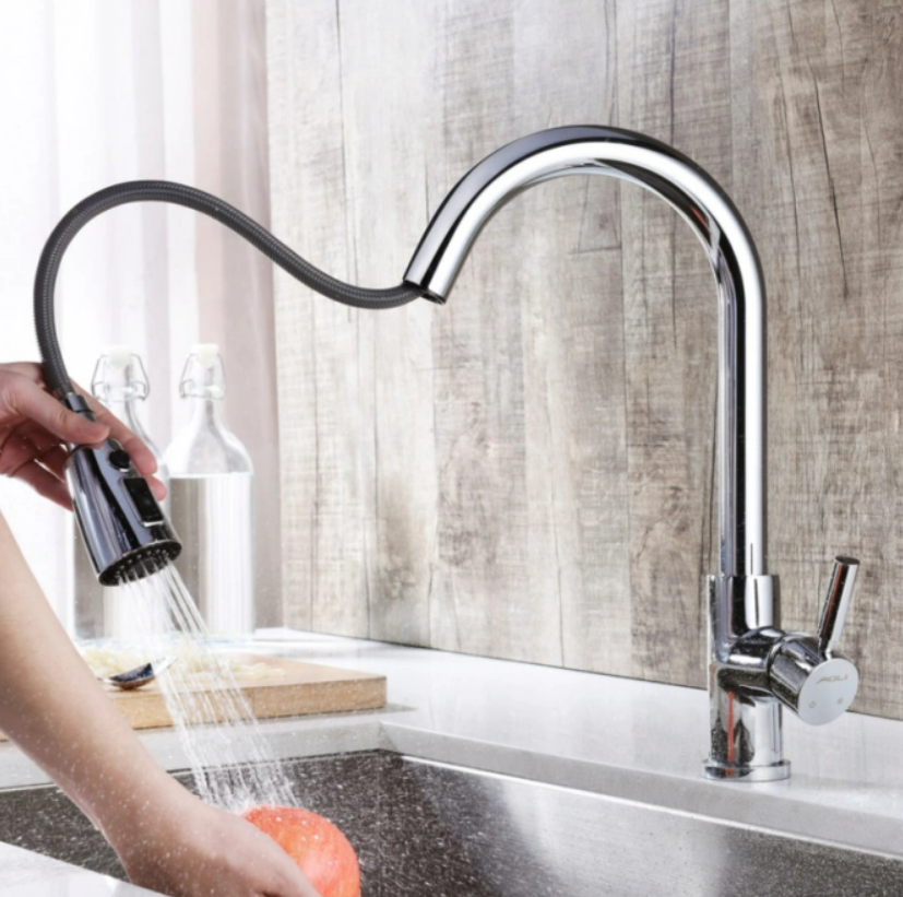 Household pull-out kitchen faucet