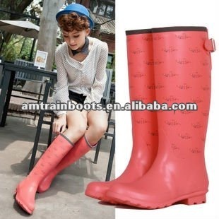 girls' red rain boots