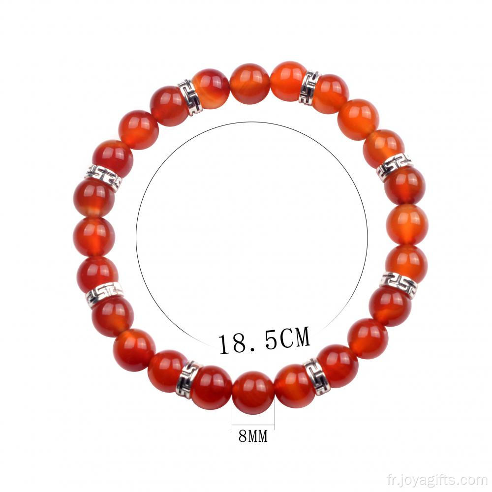 Bracelet de perles rondes en cornaline naturelle 8MM 24 pour la guérison du Reiki